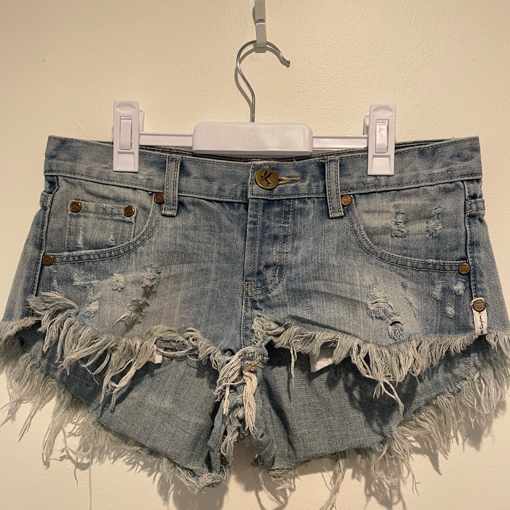 distressed one teaspoon bonita jean shorts